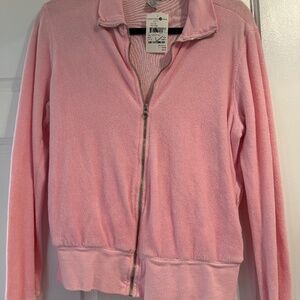Ladies Hank pink Terry zip up jacket size LG